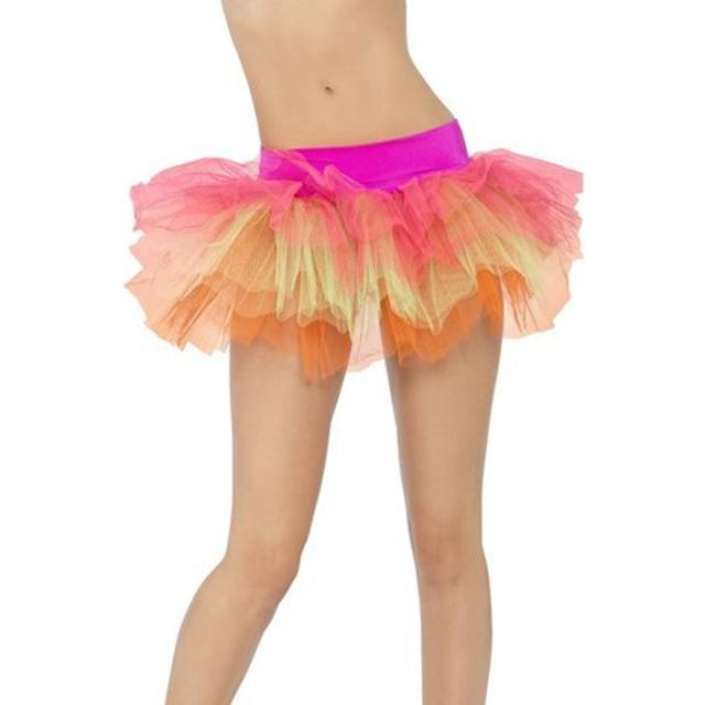 Neon Tutu Underskirt -  tutu multi fancy dress ladies 80s neon smiffys underskirt coloured adult costume accessory 1980s