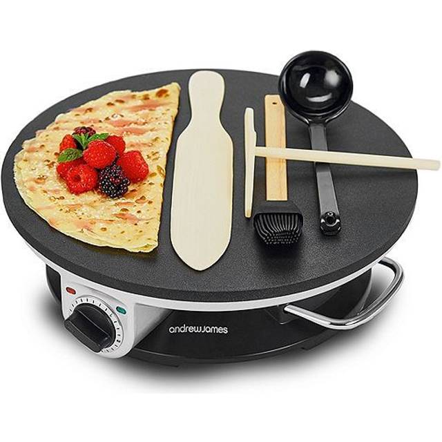 Electric crepe pancake maker 13 inch adjustable temperature 1200w andrew james
