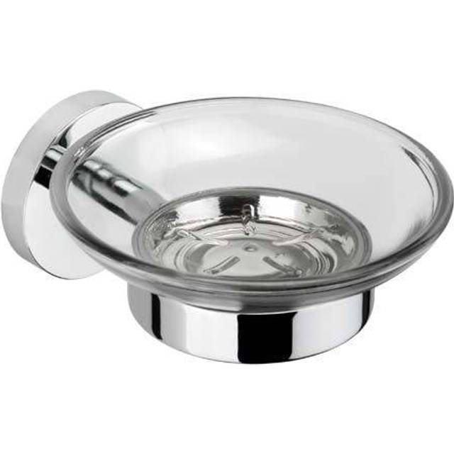 Croydex - Flexi-Fix Glass Soap Dish and Holder, Chrome - Romsey