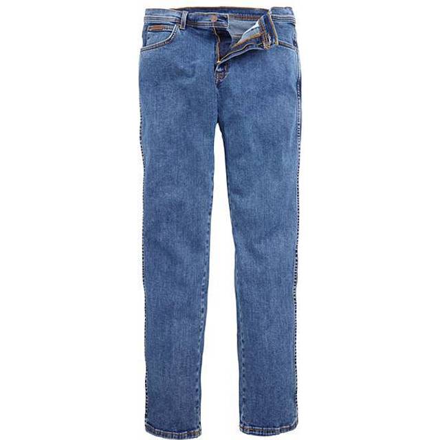 (46W/30L) Wrangler Texas Straight Leg Rigid Men's Jeans - Stonewash