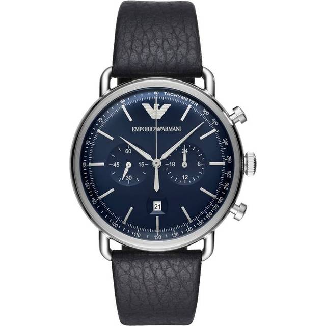 NEW Emporio Armani Men&#39;s Blue Dial Leather Band Quartz Watch AR11105 WARRANTY