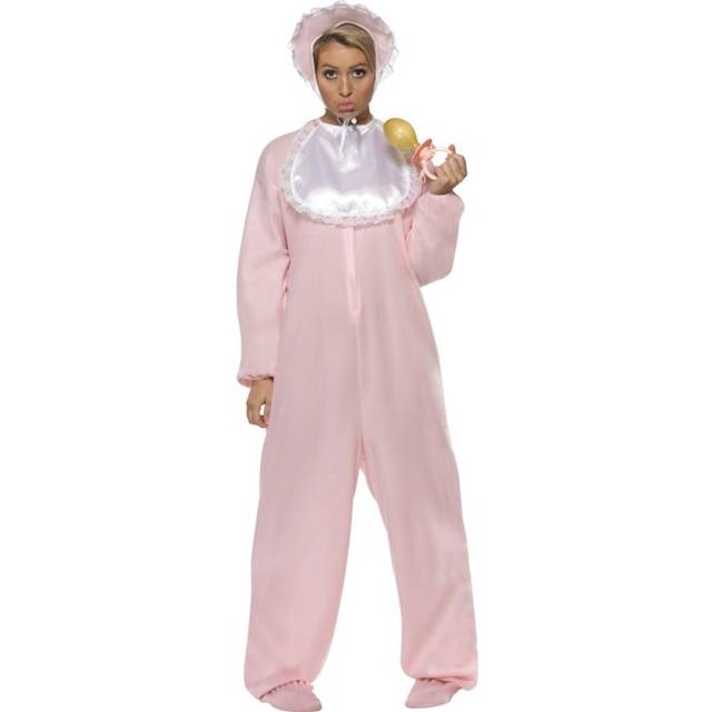 Smiffy's Women's Baby Romper Costume, Jumpsuit With Bonnet And Bib, Funny Side, -