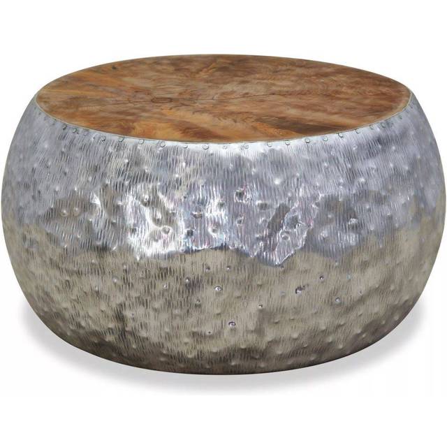 Soffbord aluminium och teak 60x60x30 cm