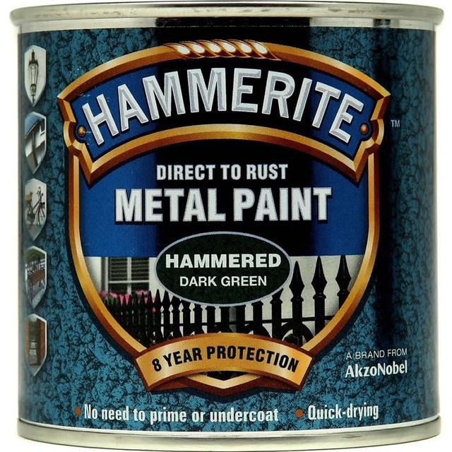 Hammerite HFDG750 Direct to Rust Hammered Finish Metal Paint Dark Green 750ml