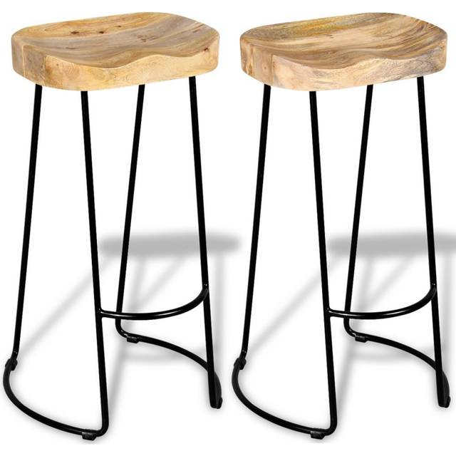 vidaXL Bar Stools 2 pcs Solid Mango Wood - Multicolour