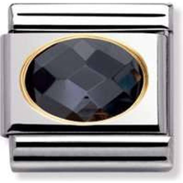 Nomination Classic Faceted Cubic Zirconia - Stainless Steel and 18k Gold Black - Silver,Gold,Black