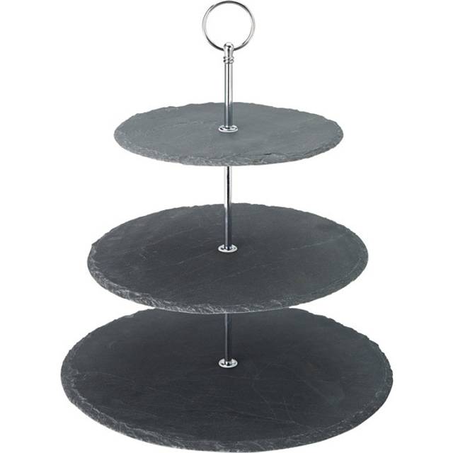 Platter black 3 tier slate tray for serving 12, 10, 8" (30, 25, 20cm) pack of 1