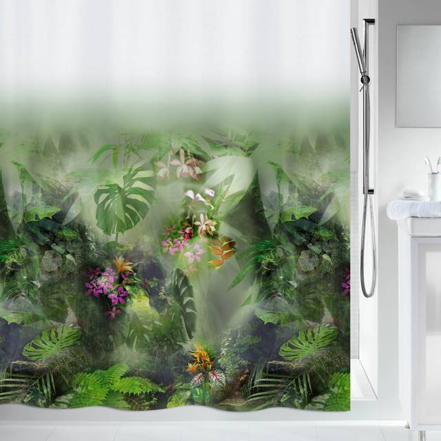 Spirella Jungle, 180 x 200, samling, textilduschdraperi, 100% polyester, grön