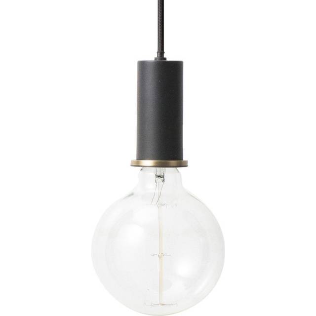 Ferm Living - Socket Low Suspension Lamp - messing/plattiert/Baldachin messing/Stoffkabel hellgrau/H x Ø 10x7,5cm/50Hz - brass (10.2 x &#8960;6.0cm)
