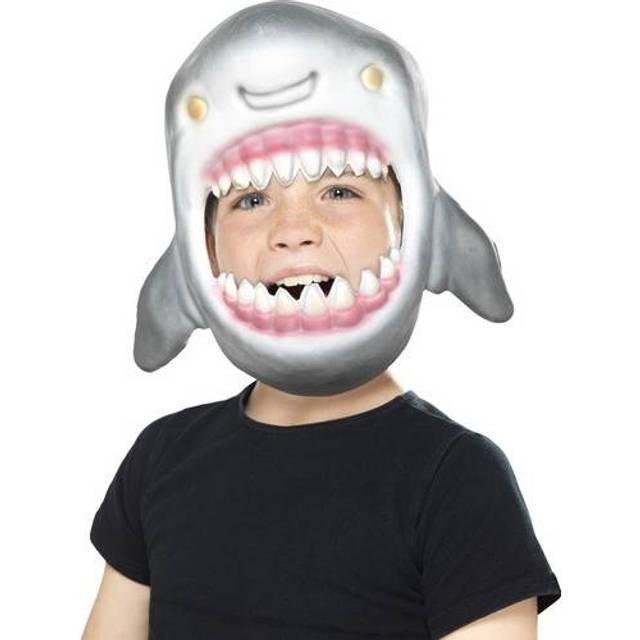 Shark Face Mask -  fancy dress childrens boys shark face mask animal accessory grey plastic full head book day childs girls dog bird monkey tiger