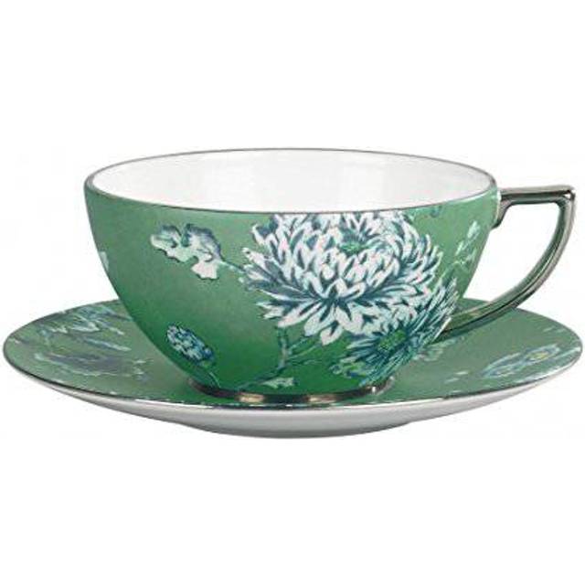 Jasper Conran Chinoiserie Green Teacup and Saucer, Set of 2