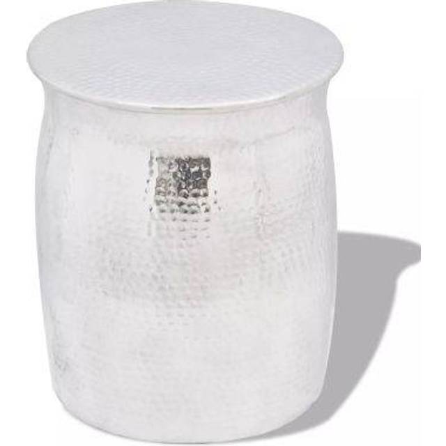 vidaXL Hammered Aluminium Stool/Side Table Silver