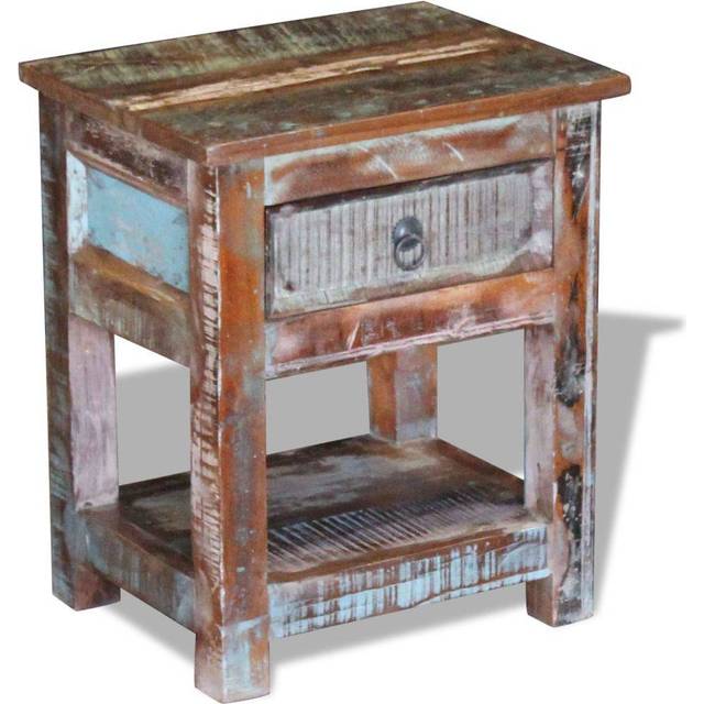 vidaXL Side Table Nightstand with 1 Drawer Solid Reclaimed Wood 43x33x51 cm