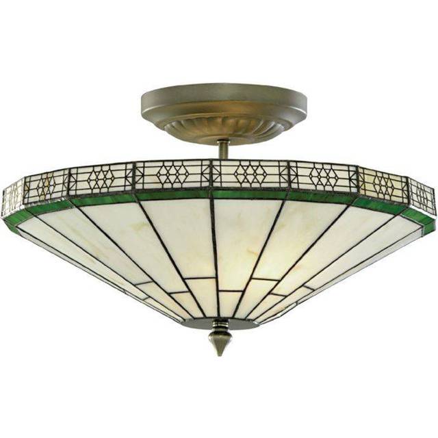 Searchlight 4417-17 New York 41cm 2 Light Semi Flush Tiffany