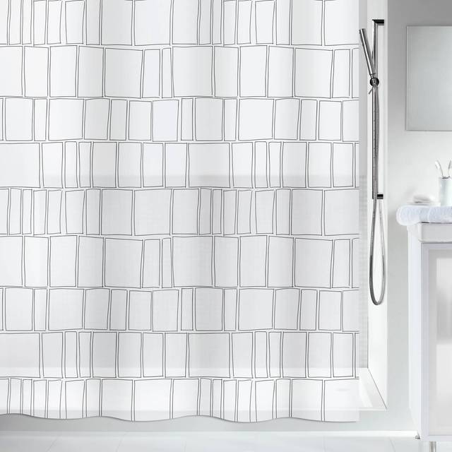 Spirella 180 x 200, Svart Construct Collection, Textil Duschgardin, 100% Polyester, PEVA