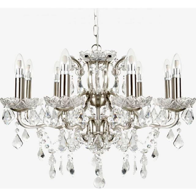 Searchlight 8738-8SS Paris 8 Light Chandelier Clear Crystal Drops &amp;amp