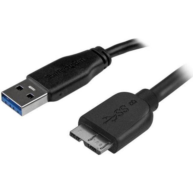StarTech.com 2m (6ft) Slim SuperSpeed USB 3.0 A to Micro B Cable - M/M