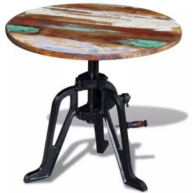 vidaXL Side Table Solid Reclaimed Wood Cast Iron 60x(42-63) cm - Multicolour