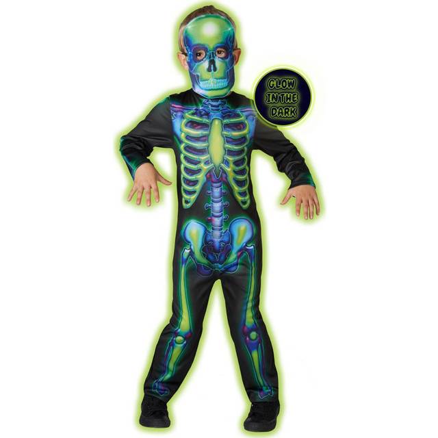 (multicoloured, L) Neon Skeleton Overall NeonkostÃ¼m skeleton costume for children Size