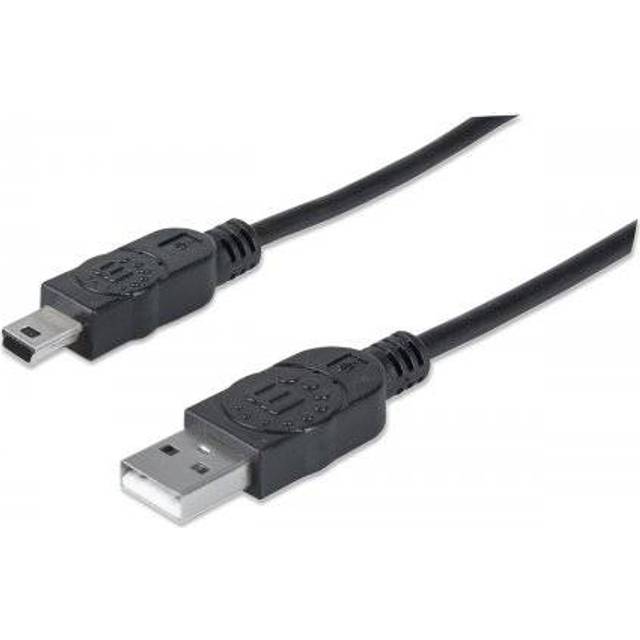 Manhattan USB-kabel USB 2.0 USB-A-hanstik, USB-mini-B-hanstik 1.80 m Sort forgyldte stik, UL-certificeret 333375-CG