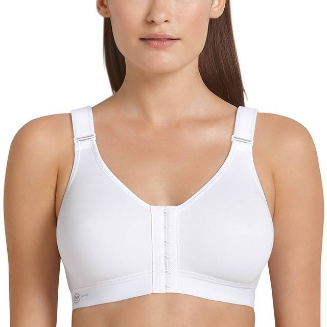 Anita Womens Active Front Close Sports Bra - White Cotton - Size 38D