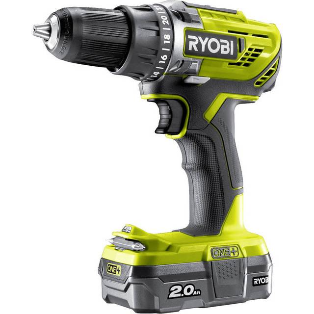 Ryobi R18DD3-120S One Plus Cordless Drill Driver Starter Kit, 18 V, Hyper Green