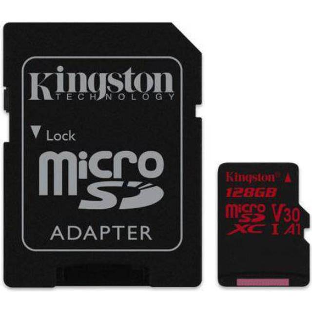 Kingston 128GB 4K Class 10 UHS-I U3 MicroSDXC with SD Adaptor