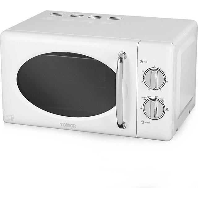 Tower T24017 20L Manual Microwave with 800W Power Output and 30 Minute Timer, Stainless Steel - White (26cm H X 44cm W X 39cm D)