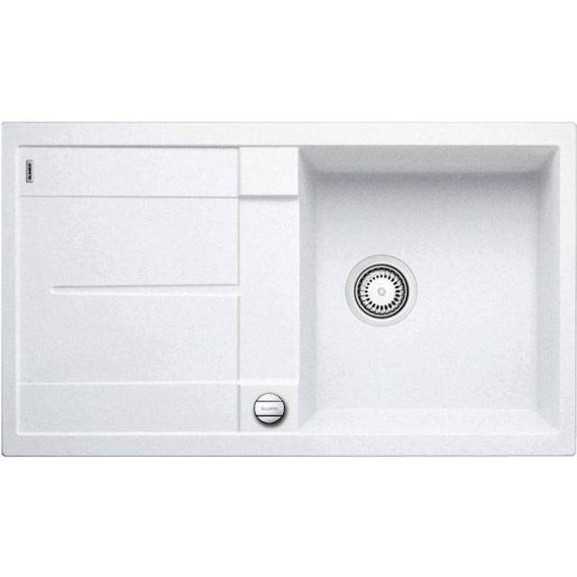 Metra Single Bowl Inset Kitchen Sink - White (860mm L X 500mm W)