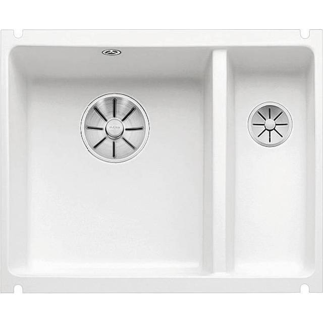 BLANCO Subline 350/150 Undermounted 1.5 Bowl Ceramic Kitchen Sink with Left Hand Bowl