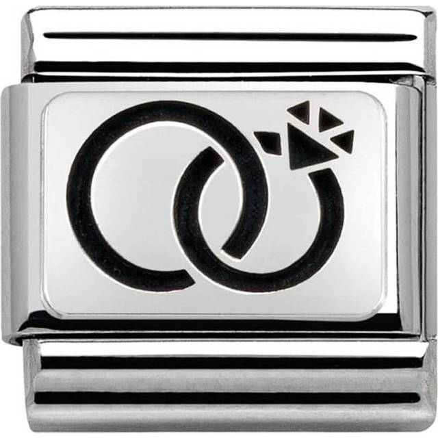 Nomination Classic Charm Oxidised Steel and 925 Silver Wedding Rings - Silver,Black