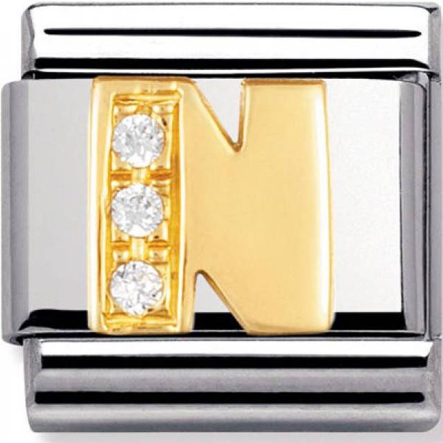 Composable Classic Letters Gold Cubic Zirconia N Link 030301/14
