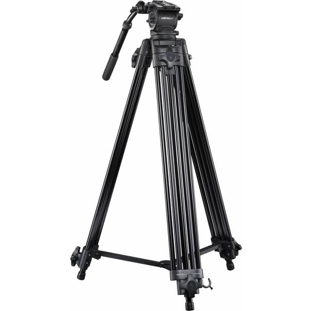 Walimex pro high-quality video tripod Cineast 188cm with bag I 5 leg braces & centre spreader for high stability I Pro fluid panhead for smooth...