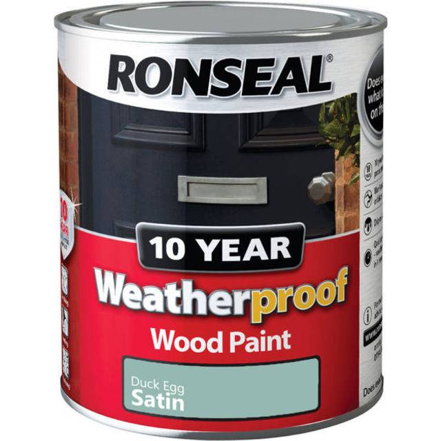 (Duck Egg Blue Satin) Ronseal Weatherproof Exterior Wood Paint (750ml)