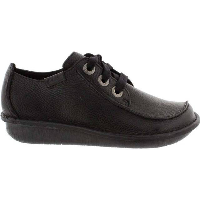 Clarks Funny Dream Lace Up Flat Shoe - Black, Black Leather, Size 4, Women