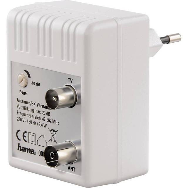 Hama Signal Amplifier Antenna Amplifier 20db For Dvb-t2 + Cable Tv Bk System