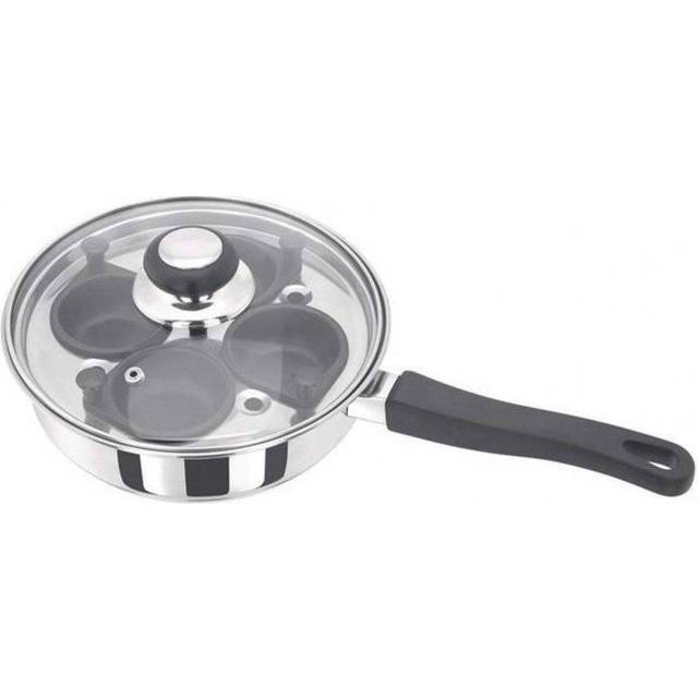 Judge Essentials Four-Cup Egg Poacher / 20cm Frying Pan - Steel (7cm H X 38cm W X 23cm D)