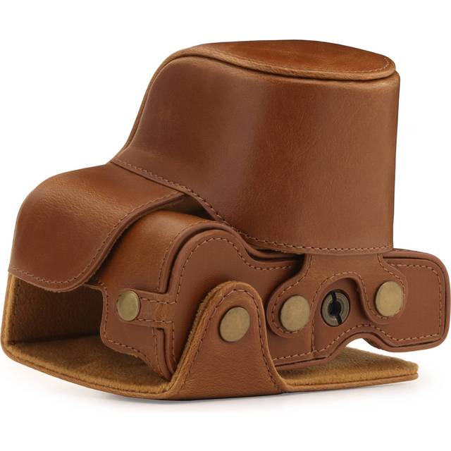 MegaGear MG1043 Ever Ready Leather Camera Case with Battery Access for Canon EOS M5 - Light Brown