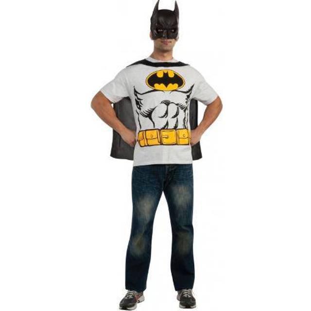Mens Classic Batman T-Shirt with Cape Costume - Black&#47;Gray (XL)