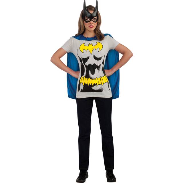 (Grey) Batman Women's Cape And Mask Costume Tee Shirt