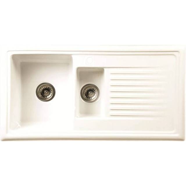 Reginox RL301CW 1.5 Bowl White Ceramic Reversible Inset Kitchen Sink  & Waste Kit