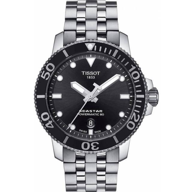 TISSOT Seastar 1000 Powermatic 43MM SS BLK Dial Men's Watch T120.407.11.051.00 / T1204071105100 - Black - 43 mm