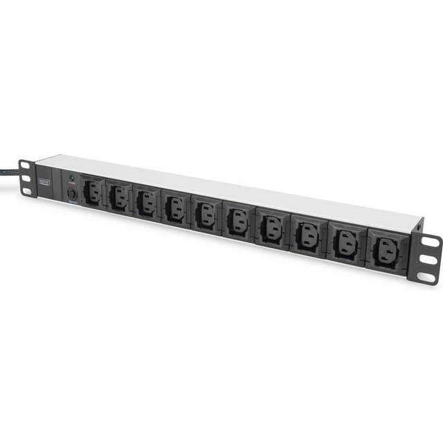 Digitus aluminum outlet strip, 10 outlets, 2 m supply IEC C14 plug