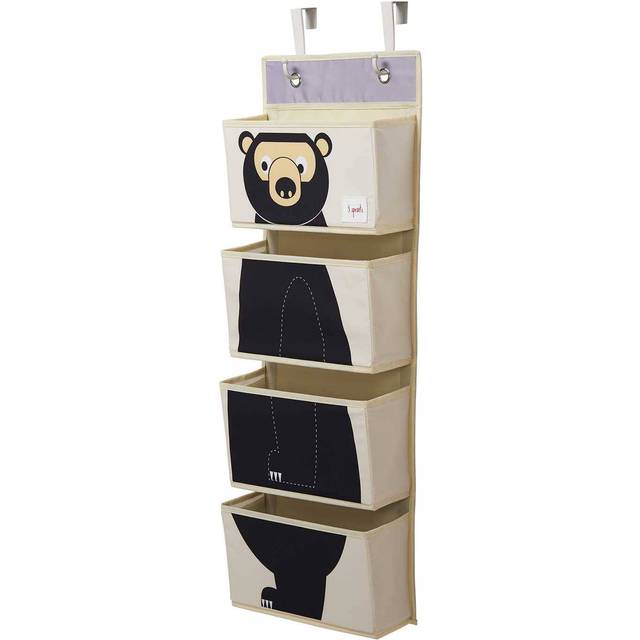 3 Sprouts Children's Nursery Room Wall Hanging Basket Storage Organizer, Bear