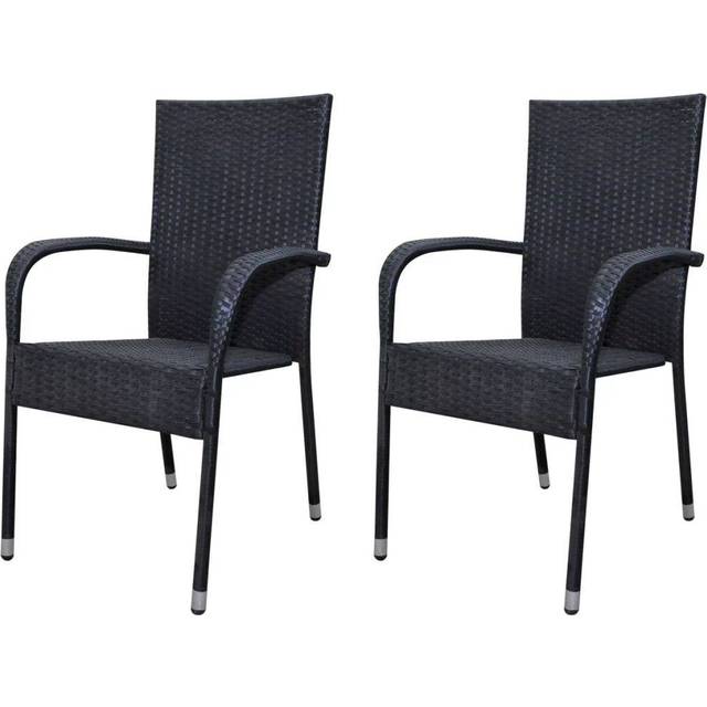 vidaXL Stackable Outdoor Chairs 2 pcs Poly Rattan Brown