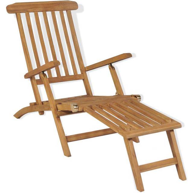 Däckstol med fotstöd massiv teak