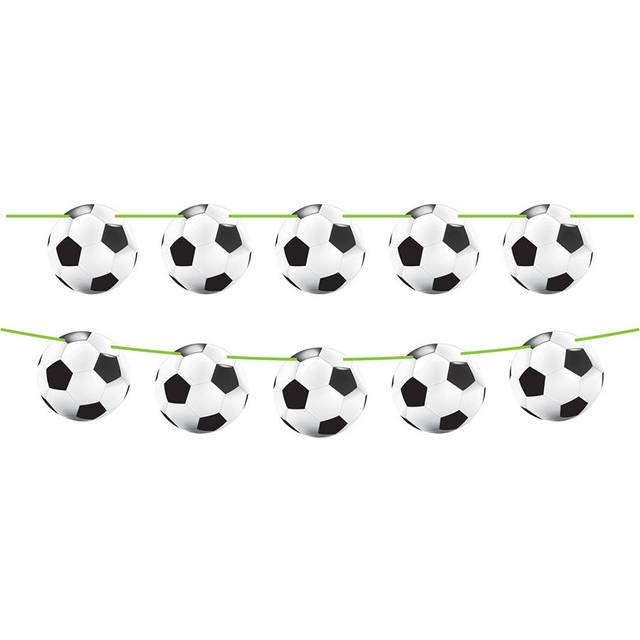 Fußball Girlande XXL 12 m, beidseitig mit Fußbällen bedruckt, Pappe
