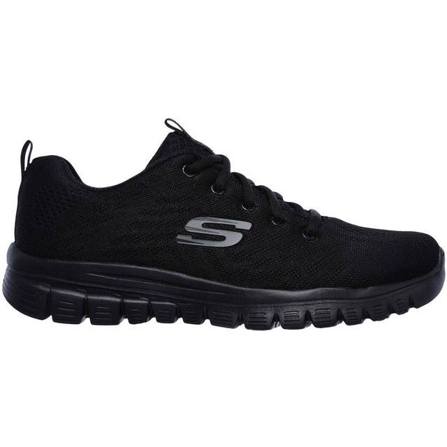 Skechers for woman. 12615 Shoes Graceful Get Connected black (37), Fabric, Flat, 1 to 3 cm, Laces, Sport, Running, Multisport