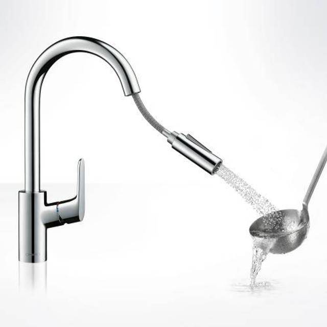 Hansgrohe Focus M41 Chrome sBox Pull-Out Spray Kitchen Sink Mixer Tap