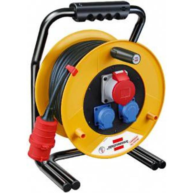 Brennenstuhl Professional Brobusta CEE 1 IP44 kabelvinda för industri/byggarbetsplats (CEE-kabelvinda med 30 m i svart, tillverkad av specialgummi, för permanent utomhusbruk, Made in Germany)